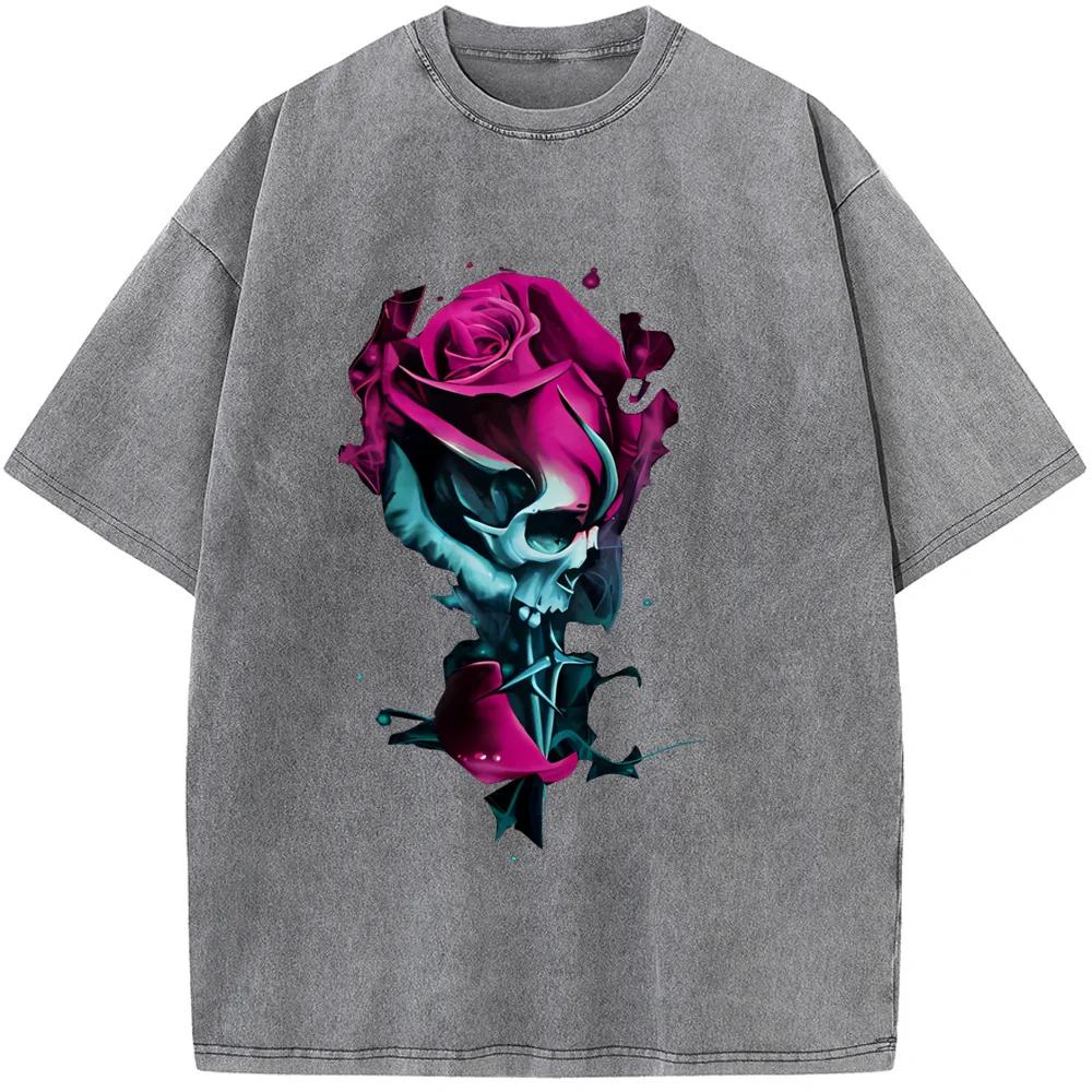 Washed Old High Quality T-shirt Men Casual Cotton Short Sleeve T-shirts Hip Hop Streetwear Men Washed T-shirts