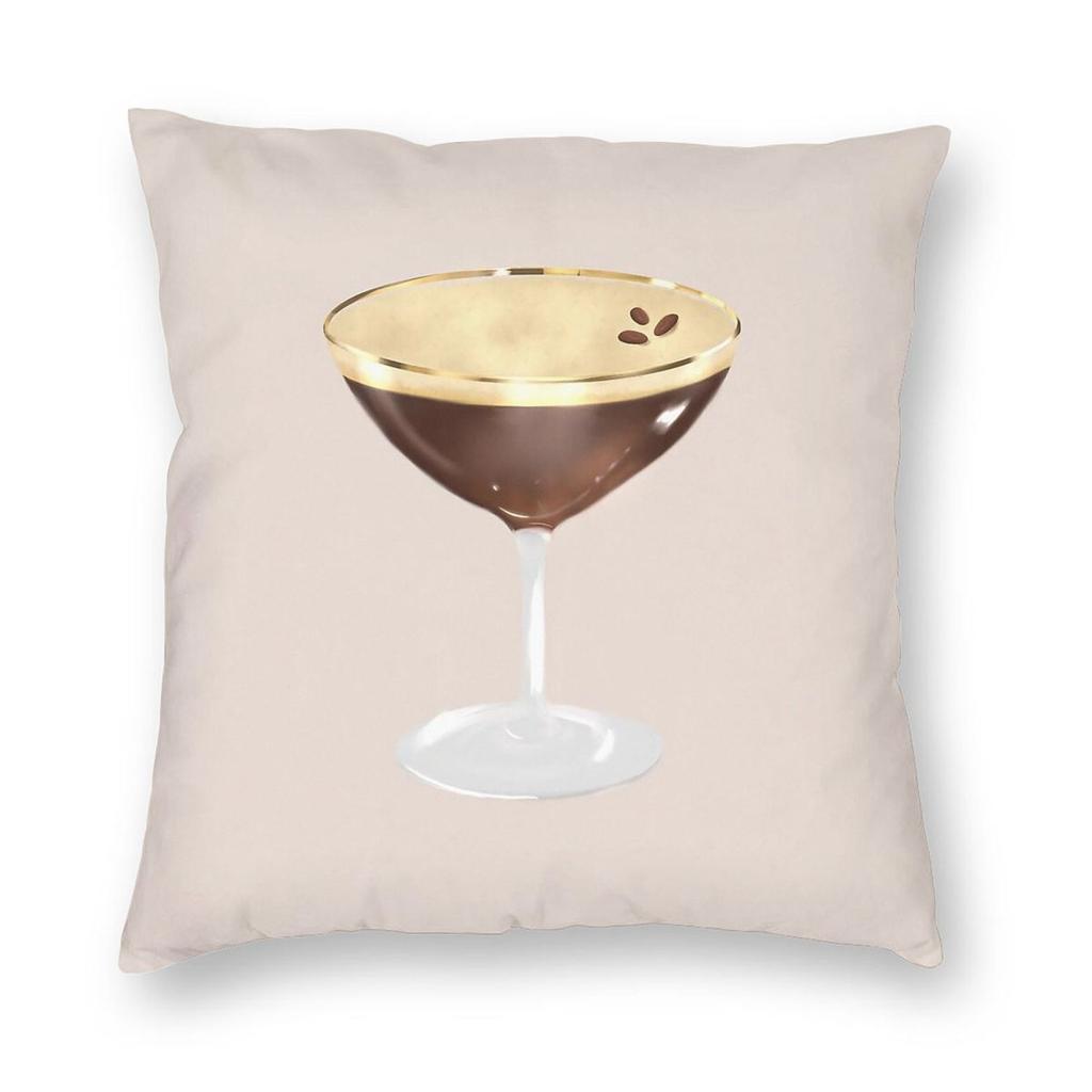 Espresso Martini Pillowcase Polyester Linen Velvet Printed Zip Decorative Pillow Case Sofa Seater Cushion Case
