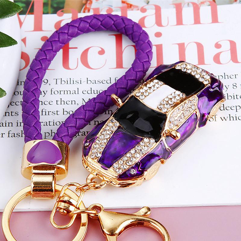 Full Rhinestone Crystal Car Shape Design Keychains For Women's Bags Decoration Bag Charm
