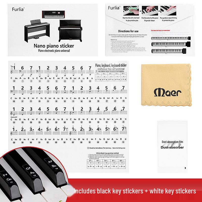 

Electrostatic Piano Stickers: Adhesive-Free, Universal for 88/61/54 Keys - Ideal for Kids, Adults & Beginners