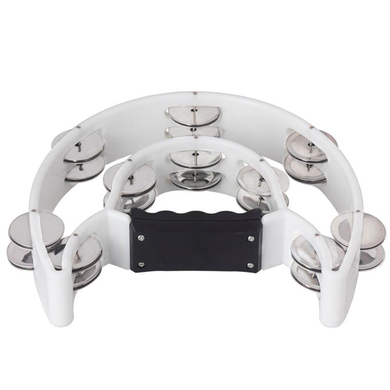 Musical Tambourine Handbell with Double Row Metal Jingles Percussion Drum Party Gift Percussion