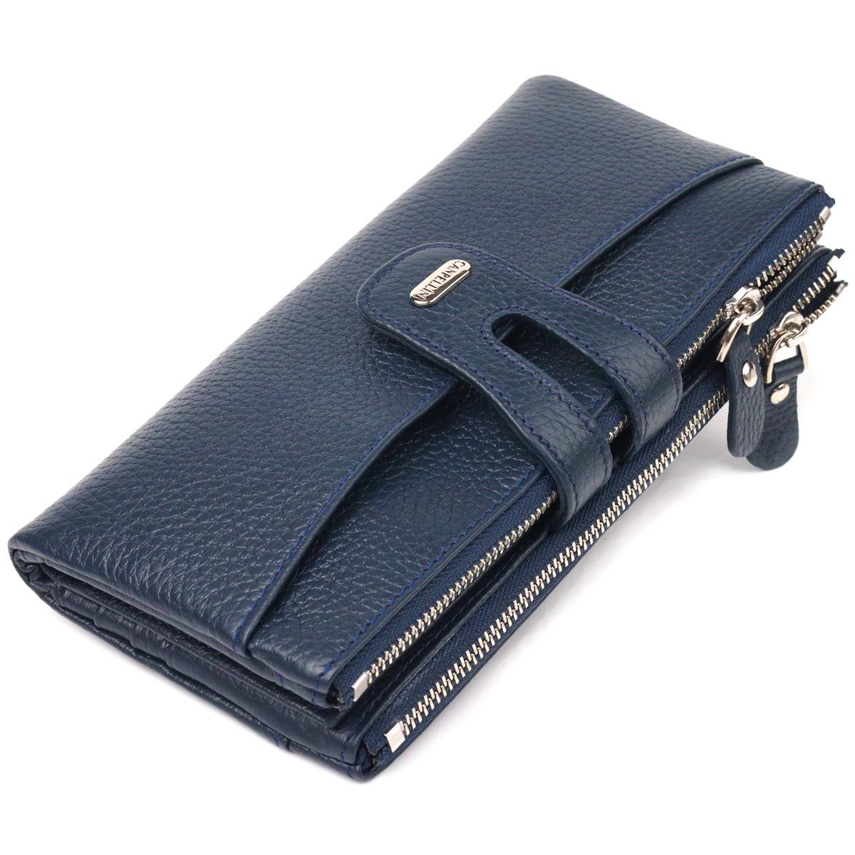 

Зручний жіночий кішок із натуральної зернистої шкіри CANPELLINI Wallet 21635 Синій