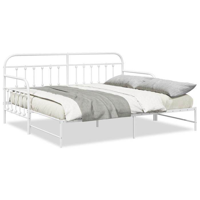 Cadre de Lit Daybed vidaXL avec Lit Gigogne Blanc 100x190 cm en Acier 42002653