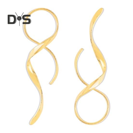 

1 пара женских серег, асимметричные геометрические полые ювелирные изделия из полированного сплава, гладкая поверхность, однотонные висячие серьги для клубной вечеринки золотистый