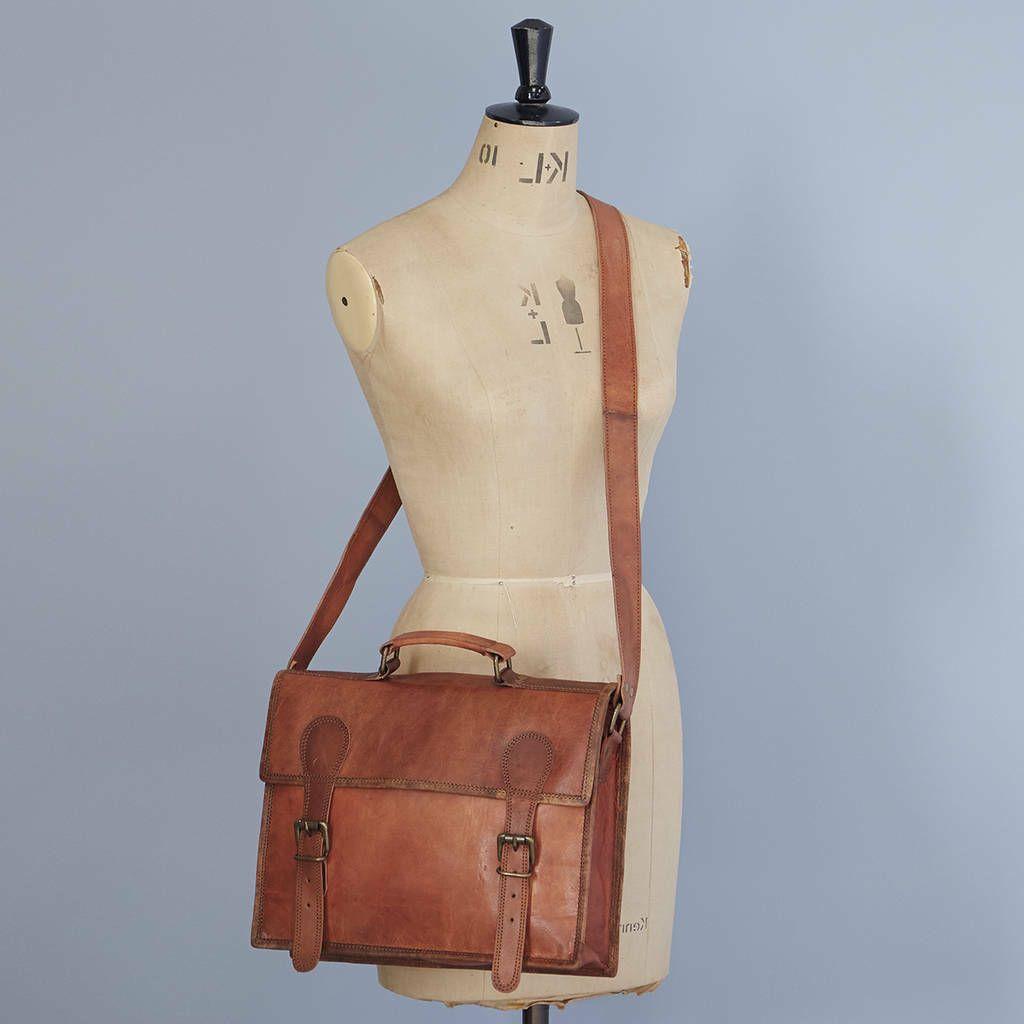 

Портфель для ноутбука-портфеля Необычная винтажная коричневая сумка-мессенджер из натуральной кожи козьего цвета 12 x 16 in коричневый