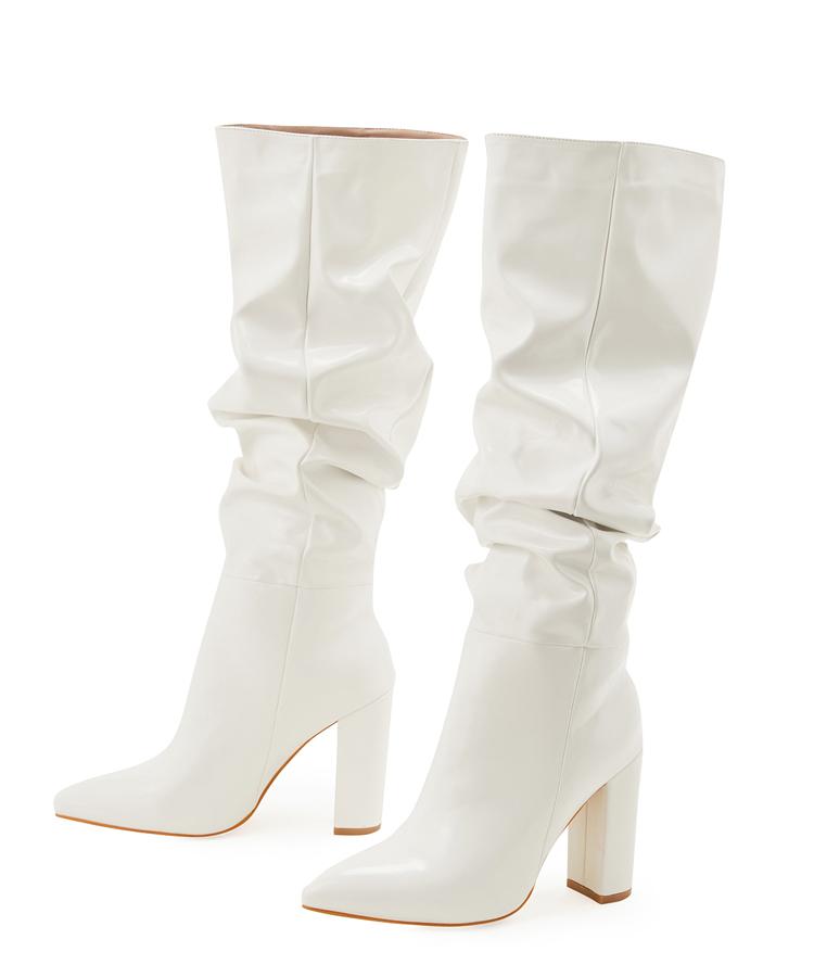Patent Leather Over The Knee Chelsea Boots Women Shoes Chunky Heels Fashion Solid Sexy Thin High Heel Side Boots Female