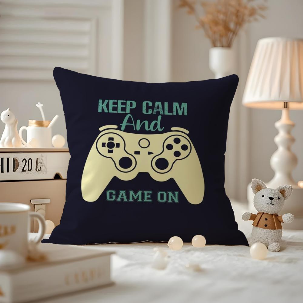 Colorful Graffiti Game Gamepad Cushion Cover Antidustmite Pillowcase Invisible zipper silky short plush Sofa cushion cover