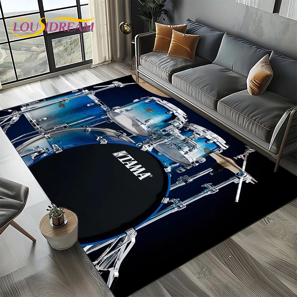 3D Music Instruments Drum Kit Drum Set Carpet Rug for Living Room Bedroom Home Sofa Decoration,Kids Area Rug Non-slip Floor Mat