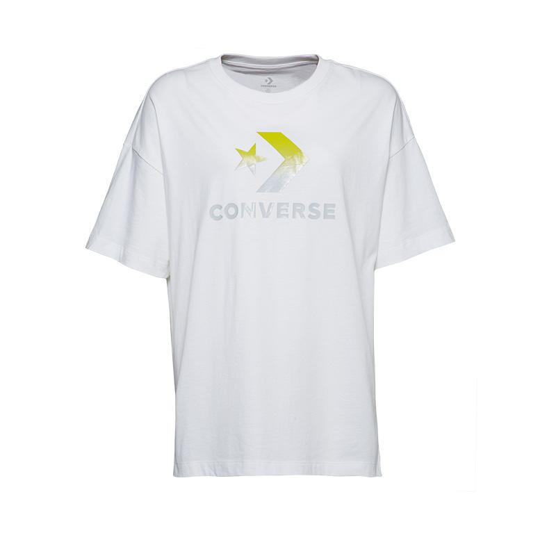 Converse T Shirts Women s White Crew Neck Moderate 10017799-A01 L