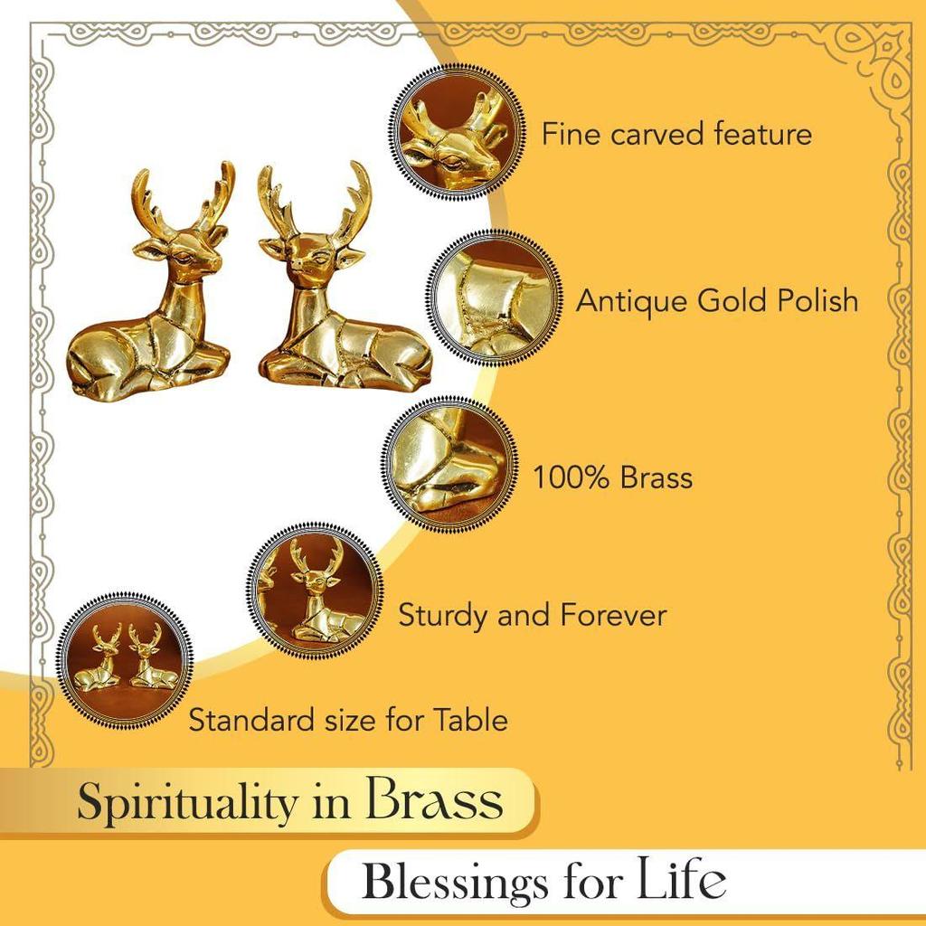 100% Pure Brass Deer Showpiece for Home Decor Living Room Decorative Items