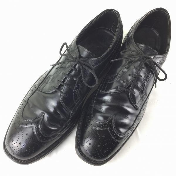 USED/80s-90s Vintage Made in USA Full Brogue Long Wingtip Shoes Black size 10.5D/B 28.0-28.5 Men's