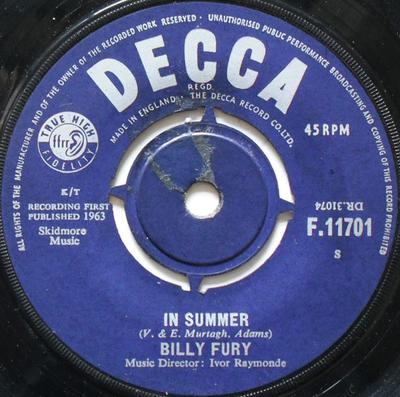 7inch Record BILLY FURY - I'll Never Fall In Love Again F11701 Decca 1963 UK Rock Used