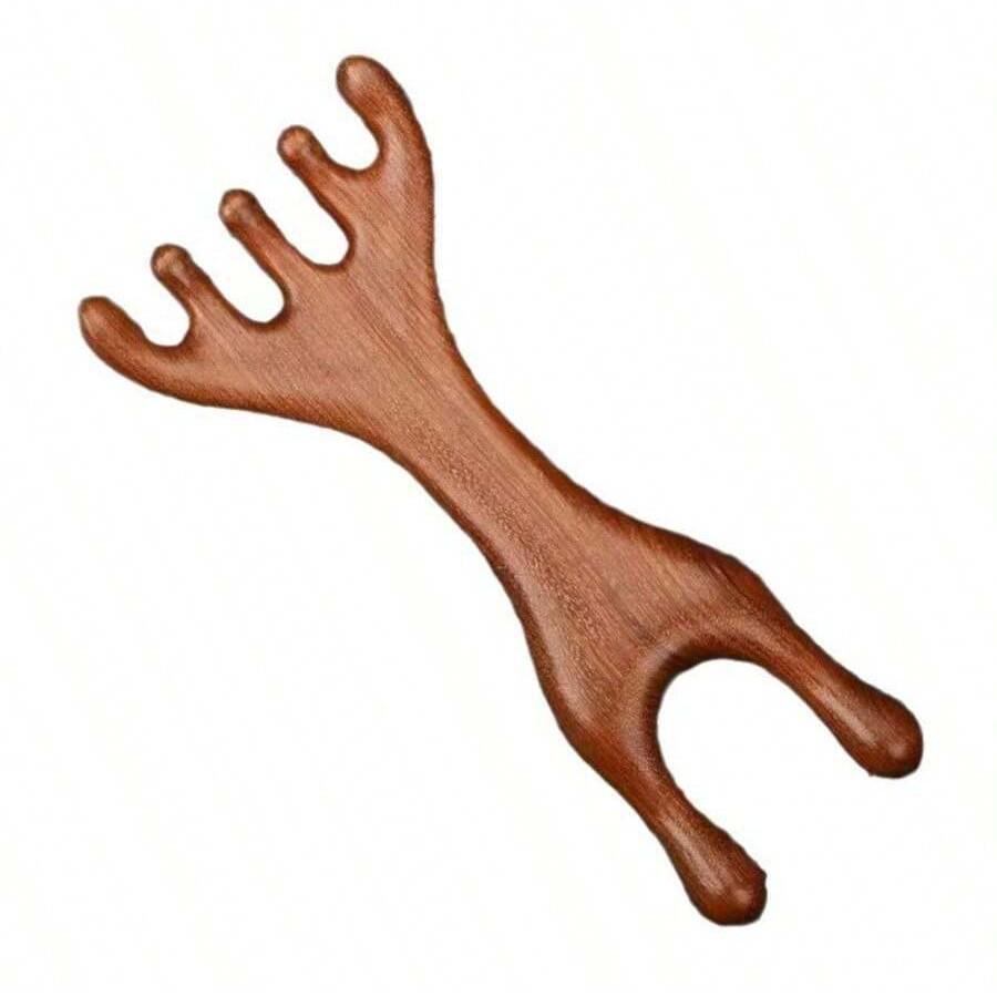 Six-Claw Dual-Use Deer Antler Massage Comb for Head and Scalp Therapy