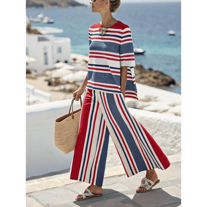 1116 European and American women's leisure vacation style suit Bohemian style suit fashion 1D digital printing