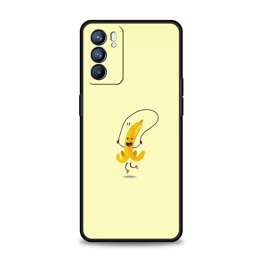 Funny Bite Apple Banana Phone Case For Oppo Reno 13 12 11 10 7 F Find X5 X6 A98 A80 A79 A78 A57 A54 A31 A17 Pro Soft TPU Cover