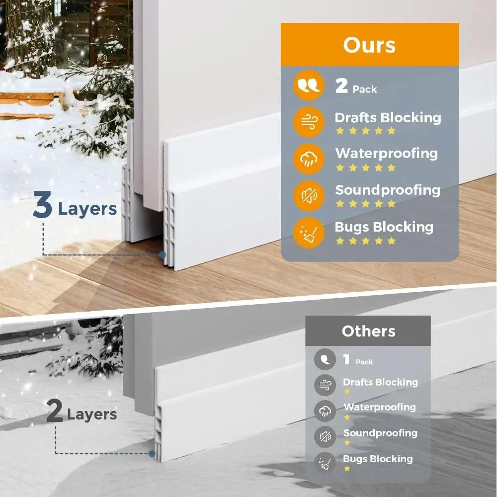 1/2Roll Door Bottom Sealing Strip Windproof Dust Stopper Guard Rain Weatherstrip Noise Reduction Insulator Sealer Home Hardware