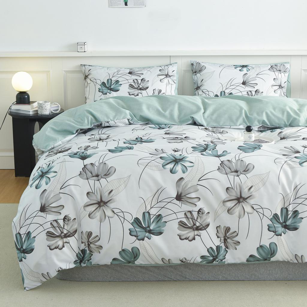 Flower Print Bedding Set Soft Comfortable Duvet Cover For Bedroom Guest Room (1*Duvet Cover + 2*Pillowcases)