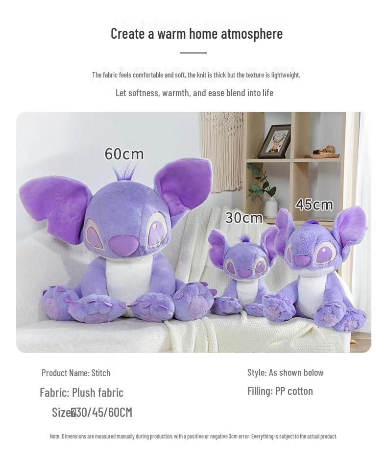 Large Purple Stitch Plush Toy - Perfect Gift for Girlfriend, Best Friend, Valentine's Day, or Birthday