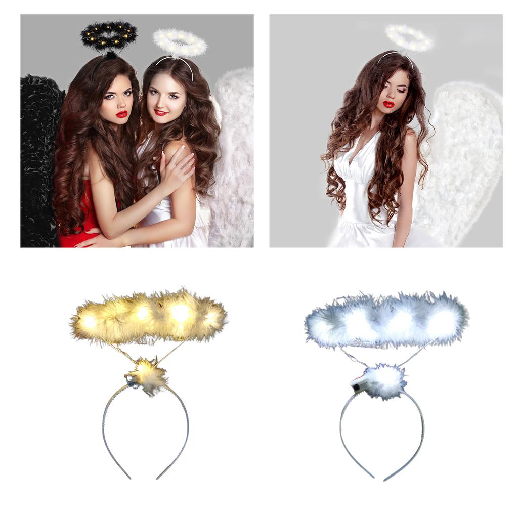 LED Angel Wing Halo Headband Durable Hair Hoop Luminous Headbands for Woman Unisex Carnivals Party Photography Supplies