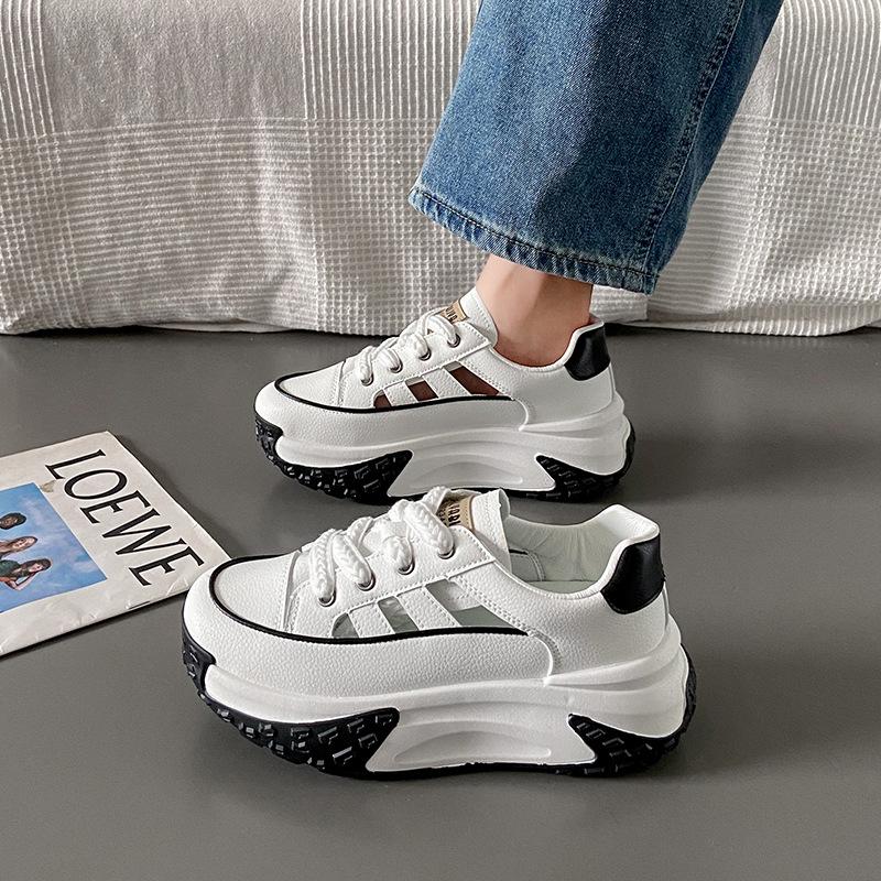 Women's Retro Fashion Hollow Out Sports Shoes 2024 Spring and Summer New Style Korean Version Elevated Casual Versatile Sneakers