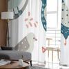Birds Flowers Abstract Doodle Shapes Tulle Sheer Curtains for Living Room Bedroom Kitchen Decoration Voile Organza Curtains