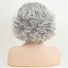 Synthetic Short Curly Hair Grey White Elderly Wig for Women Mommy Wig with Bangs Cosplay Costume Party Grandma Gift Wig