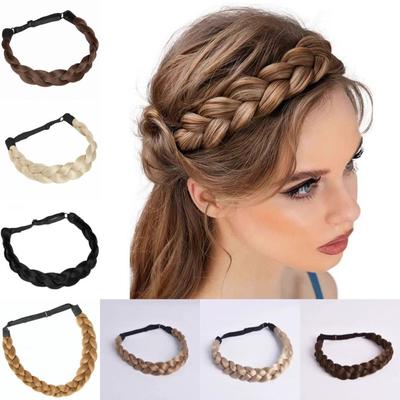 Synthetic Braiding Hair Headband Premium Retro Head Hoop Braided Elastic Band Hair  Daily Wear