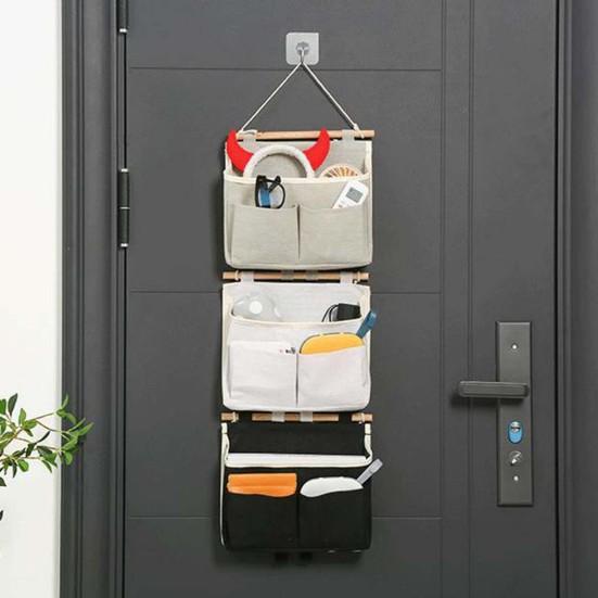Hanging Storage Bag Multi Pockets Large Capacity Wall Mount Organization Bedside Keys Headband Organizer Bag Household Supplies