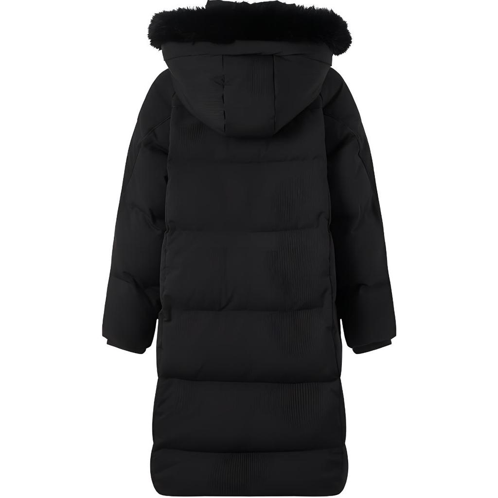 Li Ning Sports Trend Series Casual Simple Comfortable Loose Cold Resistant Warm Outdoor Solid Color Long Down Jacket Women Outerwear Black AYMU192-3