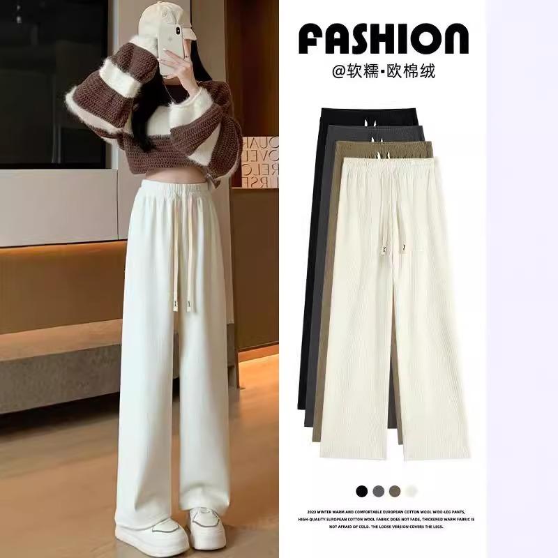 European Cotton Lint Wide-leg Pants Women's Spring and Autumn New High-waisted Straight-leg Pants Loose and Thin Casual Yamamoto Pants