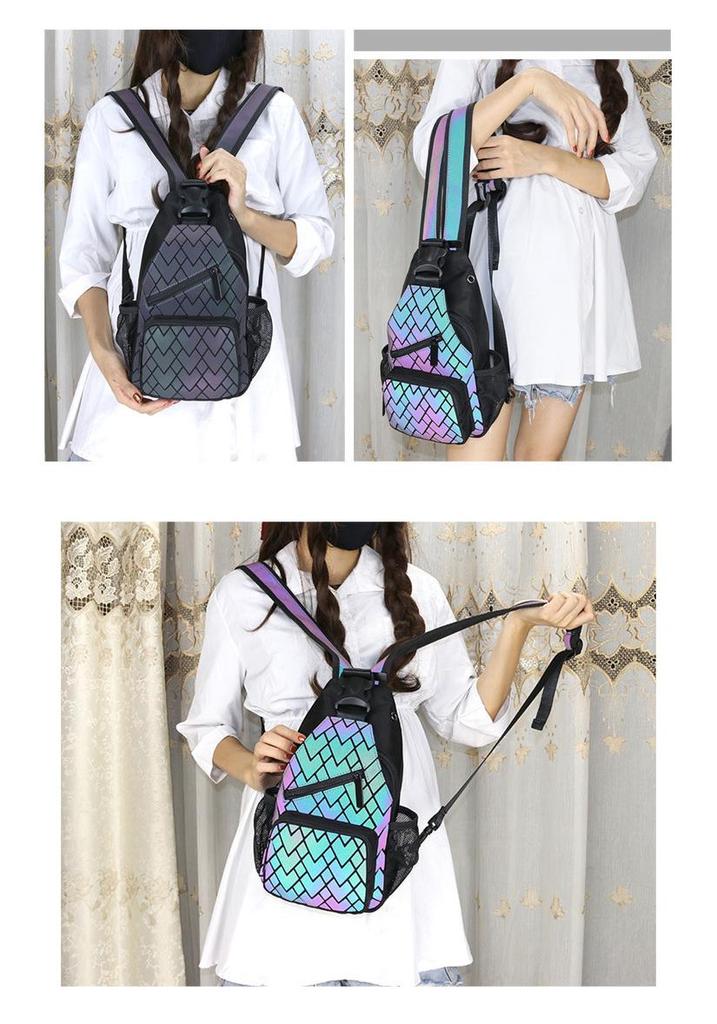 Vielseitiger Mini-Rucksack mit Diamantgittermuster: Multifunktionale Schulter-, Crossbody-, Hüft- und Brusttasche für High-School-Schülerinnen und Frauen.