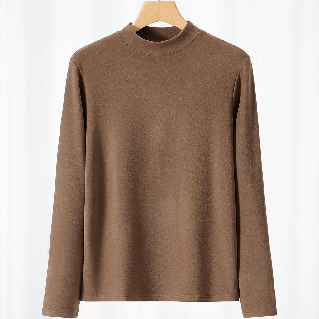 Women's Lyocell Brushed Fleece Slim Fit Long Sleeve Top for Autumn/Winter