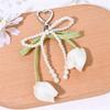 Bag Charm 1Pcs Bag Charm Pendant With Ribbon Pearl Tulip Jewelry For Women Key Chains DIY Decoration