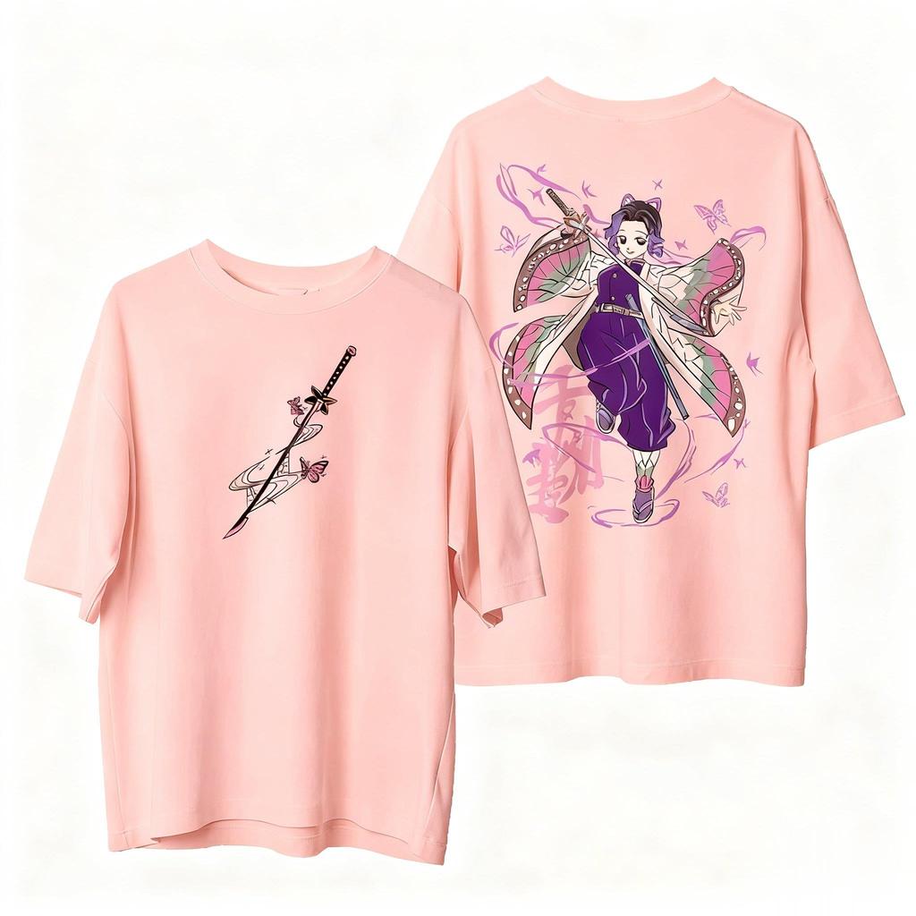 Demon Slayer Anime T Shirt Women Men Shinobu Kocho Graphic Print Oversized Cotton Tee 2026 Summer Kawaii Casual Streetwear Tops