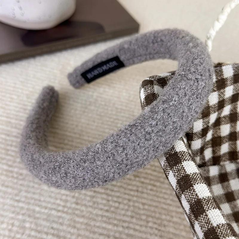 Vinter Retro Ensfarvet Plys Pannebånd Svamp Bredt Hårbånd For Kvinner Jente Enkelt Elegant Hårbøyle Mote Hårtilbehør