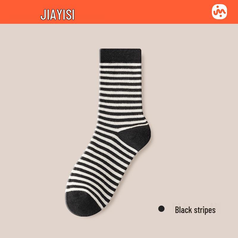 

Женские хлопковые полосатые носки из Синьцзяна – средней длины, осенне-зимние, дезодорирующие, из чистого хлопка. Simple Pack (Each Pair with Aluminum Buckle)