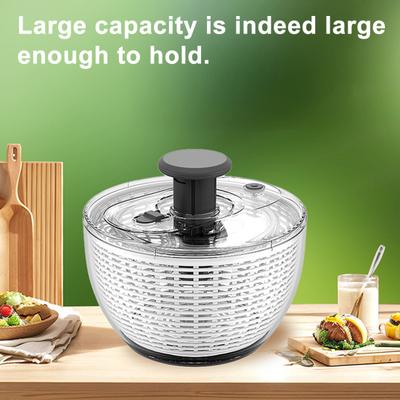 Centrifuga per insalata 3.6/6L Grande capacità Lavaverdure con coperchio pieghevole Ciotola asciugaverdure trasparente Base antiscivolo Funzionamento con una sola mano