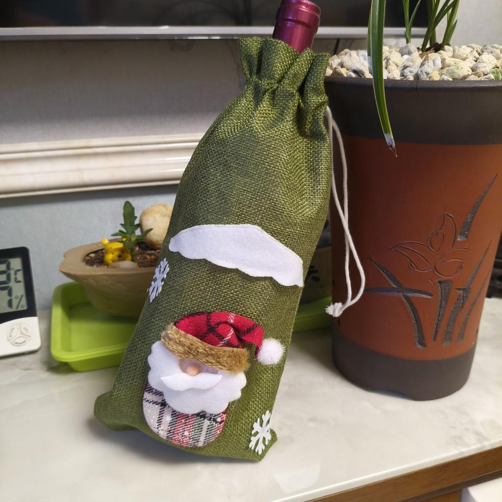 1pcs Fashion Christmas Wine Bottle Cover Cartoon Snowman Champagne Bottle Bag Cute Home Festive Table Decoration Supplies