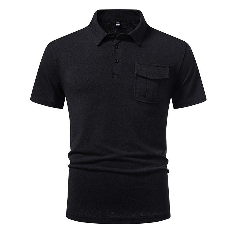 2026 New Summer Men's Solid Color Lapel Short-sleeved T-shirt Men's Casual Loose Short-sleeved T-shirt