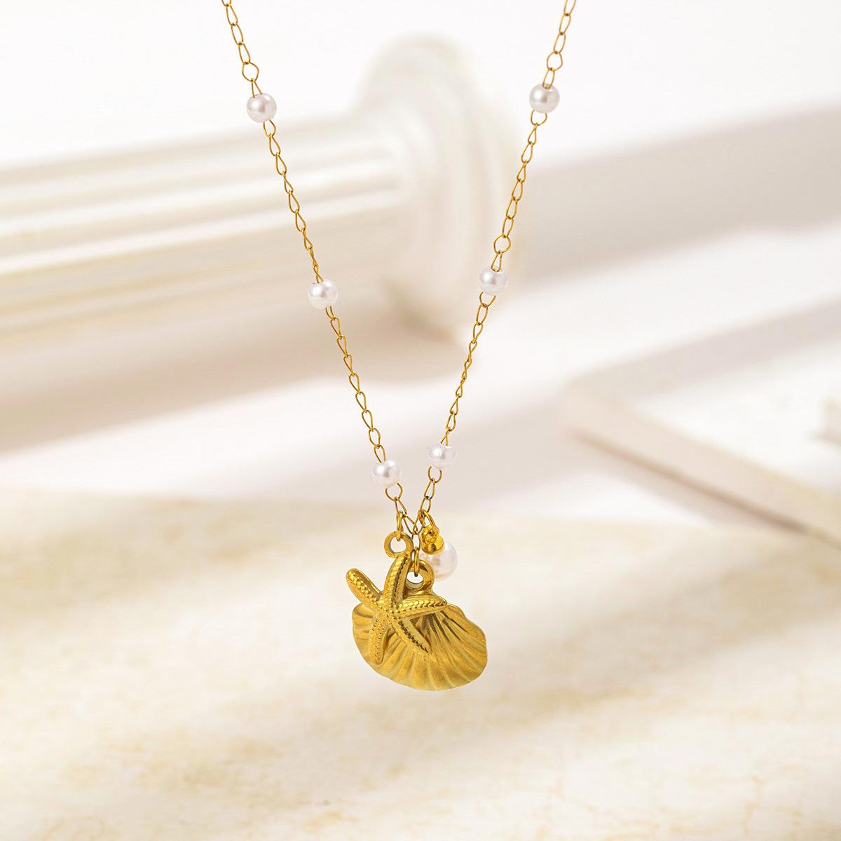 

New Ocean Series Pearl Accessories New Fashion Versatile Starfish Shell Necklace