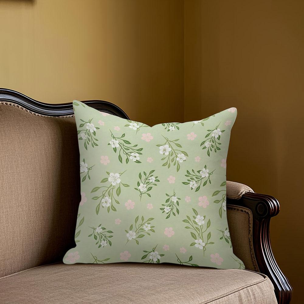 Meadow Sprig Square Jacquard Pillow Cover for Sofa Office Waist Cushion Cover Home Decorative Pillowcase