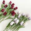 Artificial Tulip Flower Real Touch PU Faux Tulip Flower Stem with Leaves for Wedding Floral Arrangement Spring Home Office Table Decor