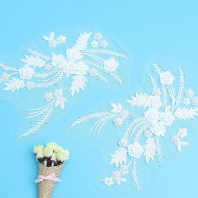 Hot Diamond Large Pair Of Flowers Three-Dimensional Flower Wedding Dress Decorative Accessories Cloth Sticker Lace Embroidery