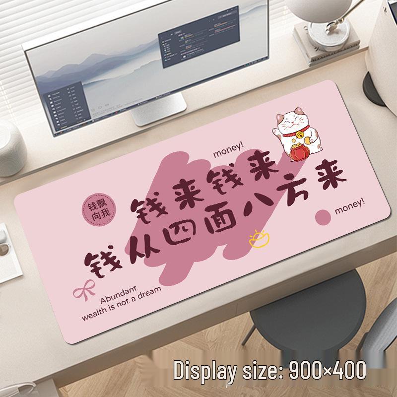 Extra Large Cartoon Text Mouse Pad - Customizable Girls' Desktop Keyboard Pad