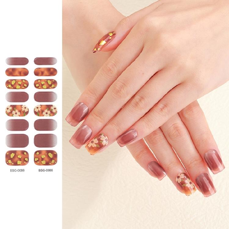 Semi Cured Gel Nail Polish Strips Gel Nail Full Wraps Strips Gel Nail Stickers