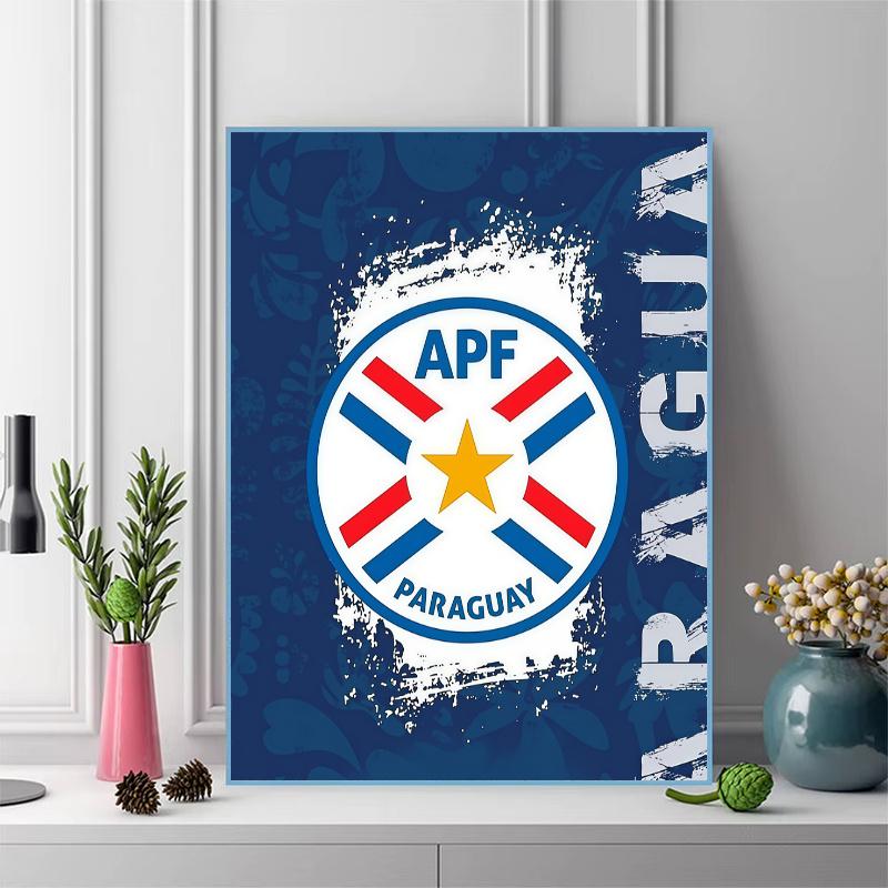 Paraguay national football Pattern 3pcs 100% Round Full Drill 5D DIY Diamond Painting Embroidery Cross Stitch Rhinestone Décor
