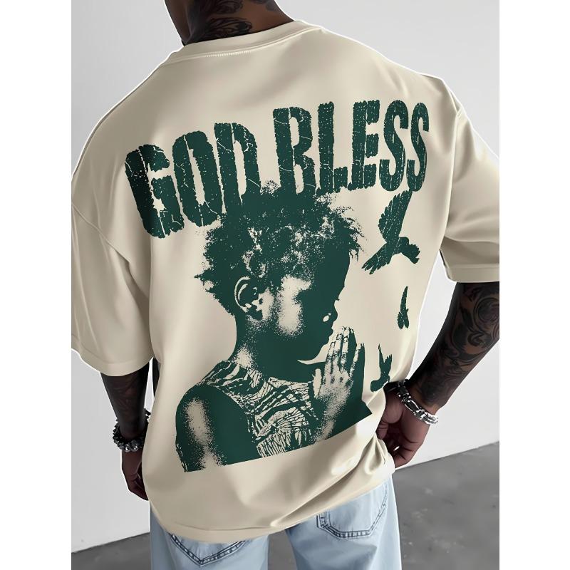 The new men's T-shirt for the summer of 2025 features a casual fashionable comfortable and breathable 3D letter pattern print
