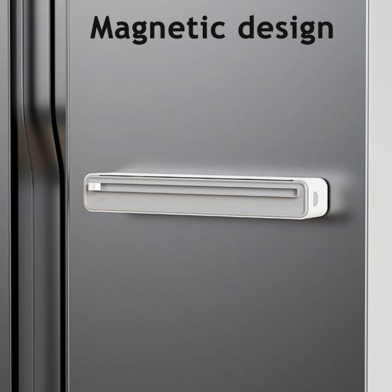 Yousheng Plastic Wrap Cutter Magnetic Wall-Mounted Dispenser Two-Way Sliding Cutter for Kitchen Food Cling Film Aluminum Foil Stretch Film Cutter