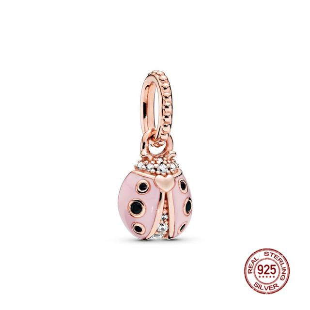 

Подвеска подходит для браслета/ожерелья из стерлингового серебра 925 пробы, ювелирные изделия, очаровательная бусина, пчела, розовые бусины-бабочки