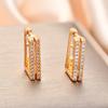 European Chic Rectangle Copper Earrings with Zirconia, Versatile Fashion Ear Cuffs